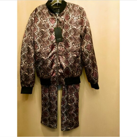 Zara Snake Print Bomber Jacket and Pants 2 Piece Set - Picture 7 of 11
